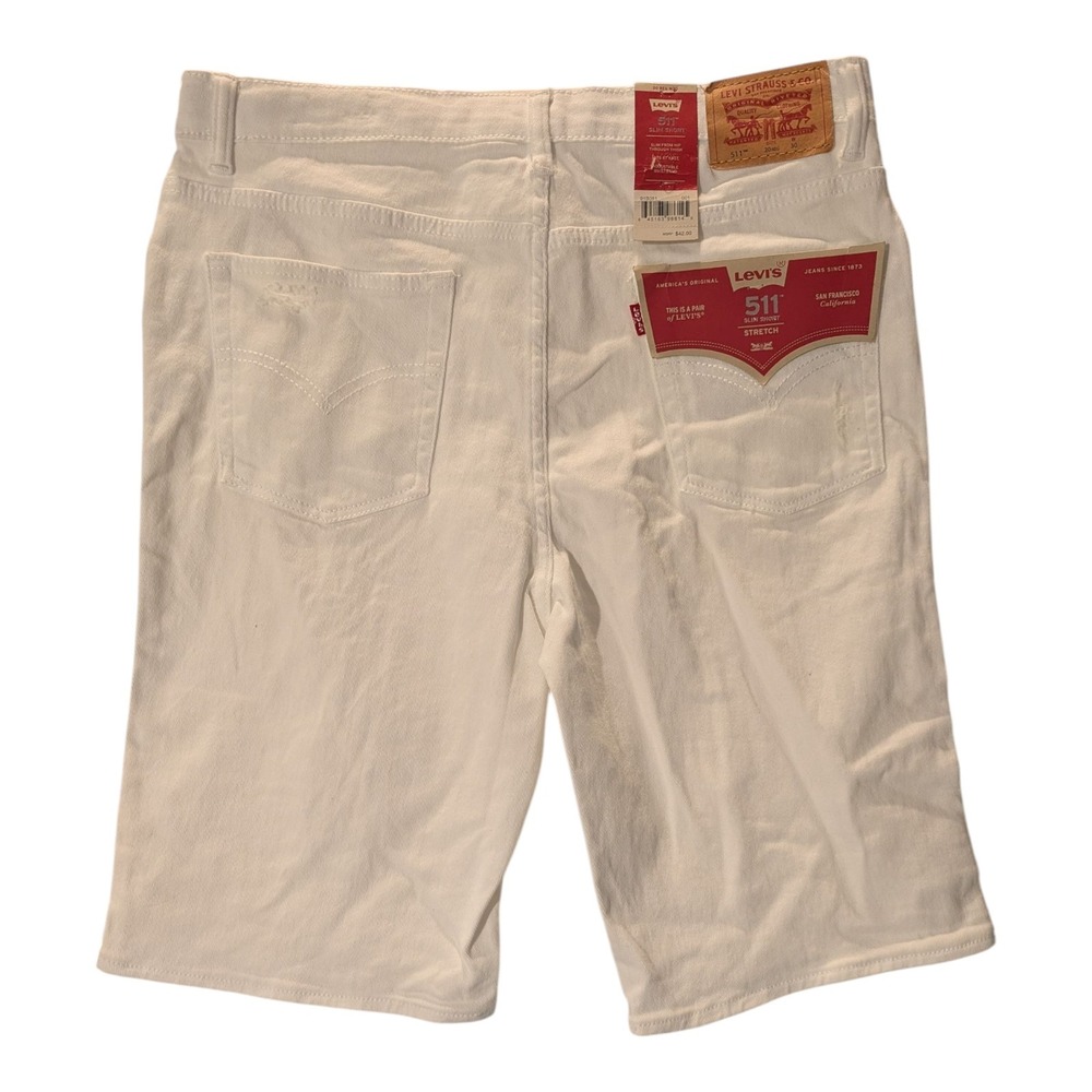 BBC-3 Levi's 511 Boys White Stretch Jean‎ Shorts Size 20 Reg W30 - White - Picture 2 of 4